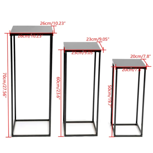 Set of 3 Metal Square Flower Stands Plant Stand Rack Art Column Road Lead Gold/Black Flower Holder For Living Room Wedding Decor