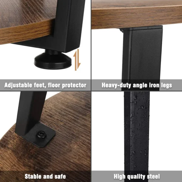 Round End Tables, Small Side Table Walnut Color, Metal Frame Black, Tall End Table Storage for Bed Room, Coffee Tea End Table
