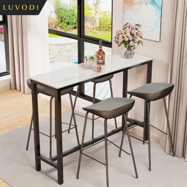 LUVODI Rectangular Home Bar Table Height Kitchen Breakfast Countert Pub Table for Dining Room,Business Area,Offices