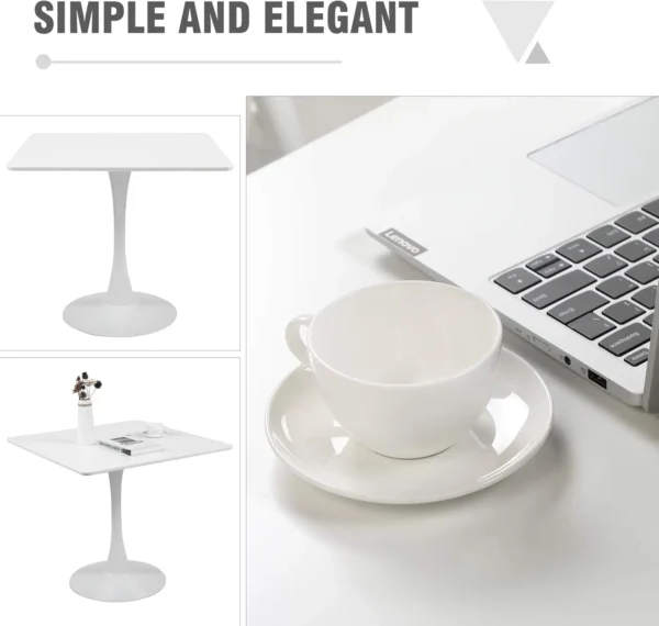 Jaxpety 31.5"" Modern Square Tulip Table White Dining Table Mid-Century Leisure Table With Pedestal Base For Living Room