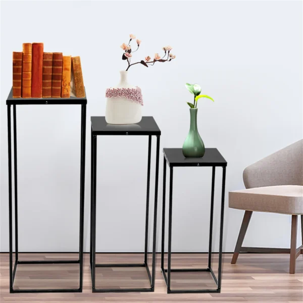 Set of 3 Metal Square Flower Stands Plant Stand Rack Art Column Road Lead Gold/Black Flower Holder For Living Room Wedding Decor