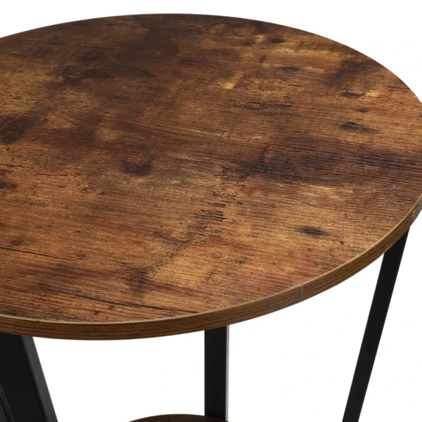 Round End Tables, Small Side Table Walnut Color, Metal Frame Black, Tall End Table Storage for Bed Room, Coffee Tea End Table