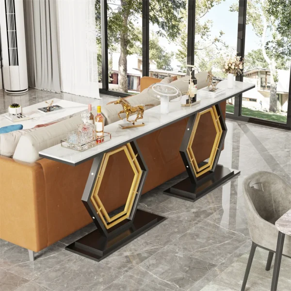 LUVODI Console Table for Entryway with Geometric Base Sleek Sintered Stone Top Long Accent Table for Hallway,Foyer Decor,Stora