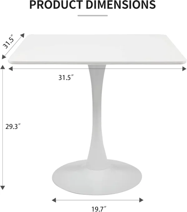 Jaxpety 31.5"" Modern Square Tulip Table White Dining Table Mid-Century Leisure Table With Pedestal Base For Living Room